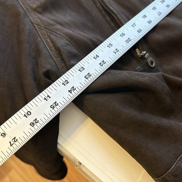 Vintage R&R Casuals Dark Brown Mens Oversized Leather Jacket XL Zip Up Pockets - Picture 12 of 15